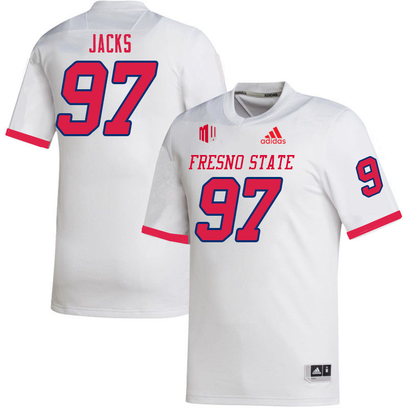 Men #97 Jahzon Jacks Fresno State Bulldogs College Football Jerseys Sale-White - Click Image to Close